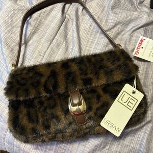 Urban Expressions Faux Fur Leopard Shoulder Bag